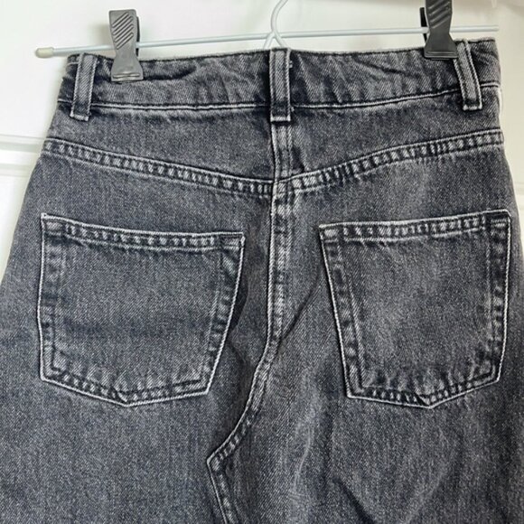 Topshop - black jean skirt with green stripes - Picture 7 of 10